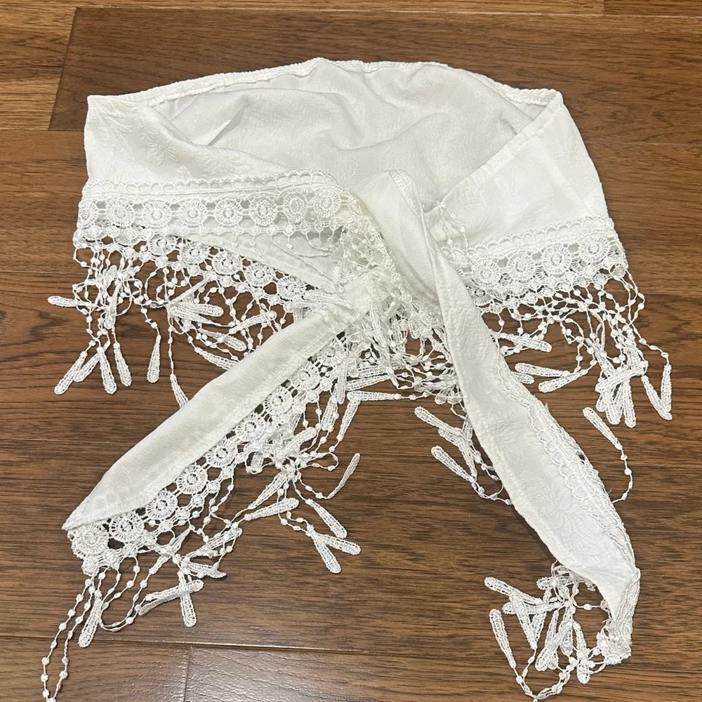 White Lace Fringe Bandeau tie Top s